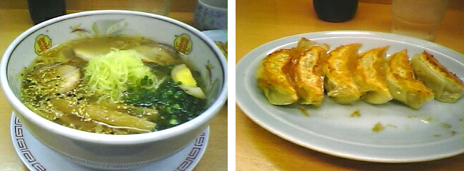 ラーメンマンの塩ラーメンと焼き餃子