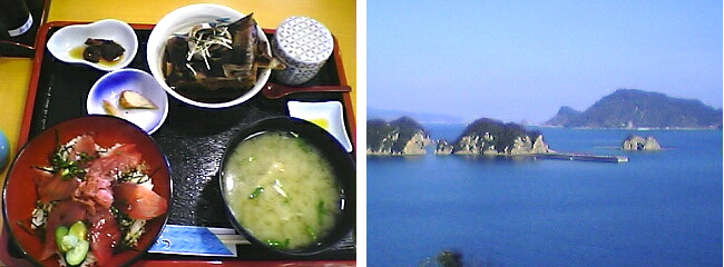 まぐろ丼定食と南郷の海